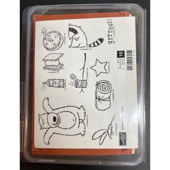 VTG RETIRED Stampin Up! "Under the Stars" Camping WM Rubber Stamp Set NEW - Picture 2 of 3